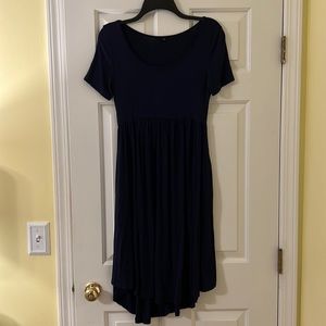 Navy Blue Women's Short Sleeve Loose Swing Dress, size small